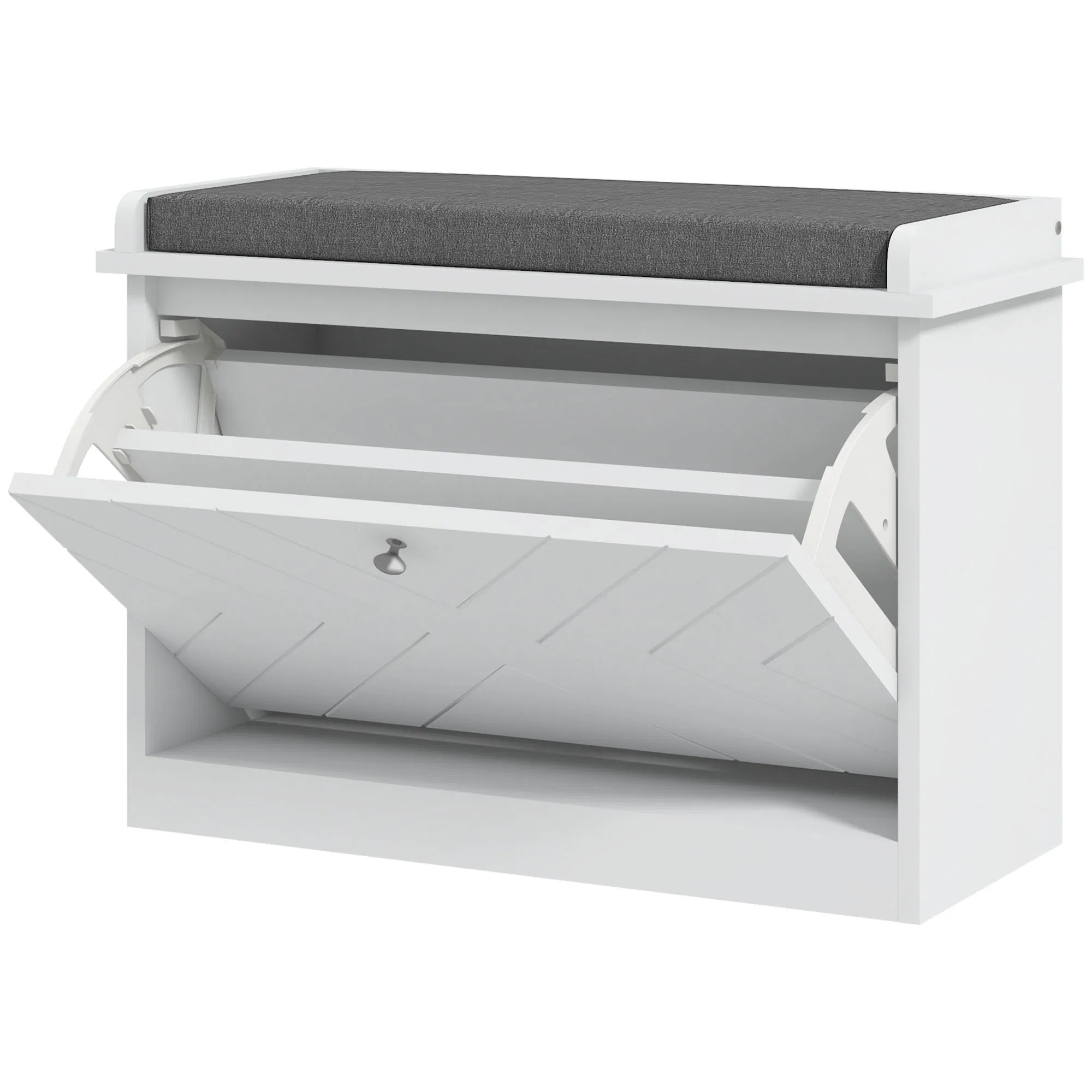Shoe Storage with Seat, Upholstered Hallway Bench, Shoe Bench with Flip Drawer, Adjustable Shelf for 6 Pairs of Shoes