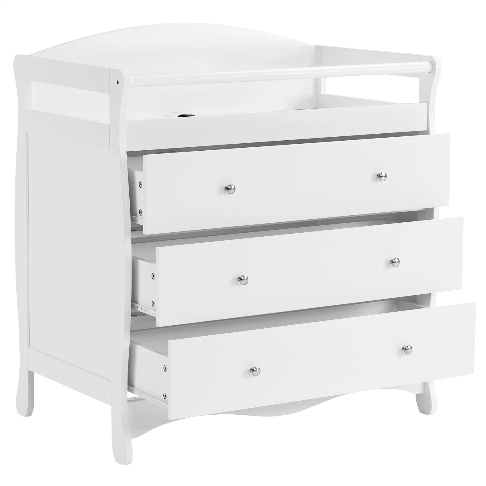 White 3-Tier Drawer Baby Cot with Safety Guard – 90.5x58x92cm | Wooden Baby Bed & Storage Combo image 6