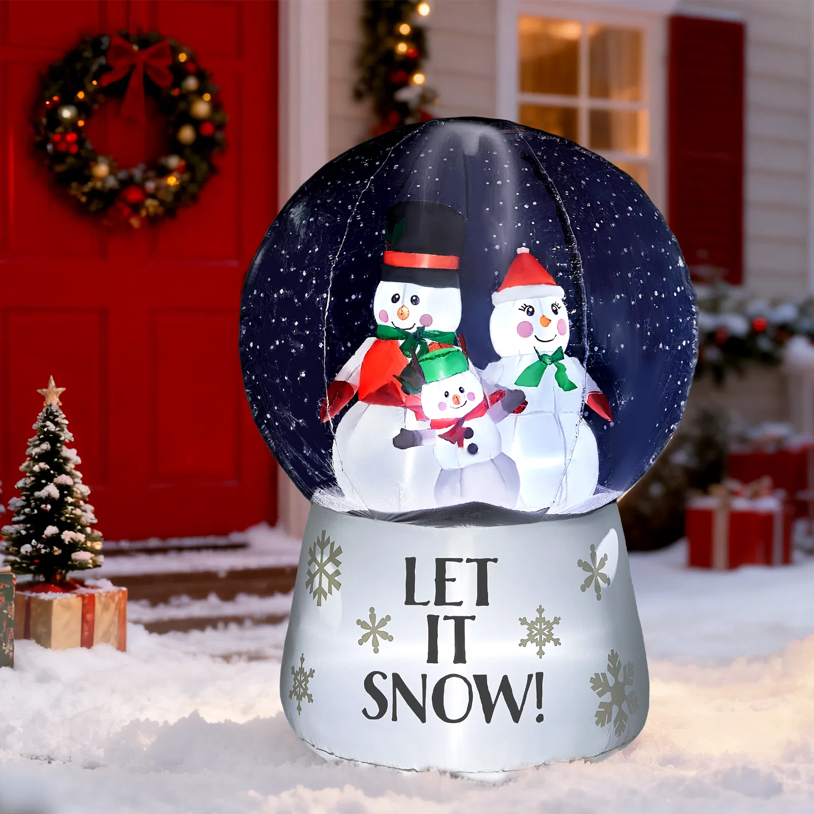 6 FT Lighted Christmas Inflatable Decoration, Large Inflatable Snow Globe with Snowman Family, Funny Blow… image 9