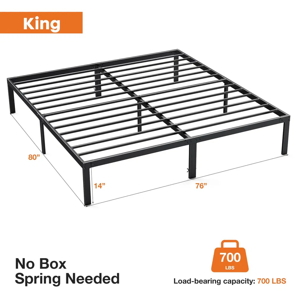 Heavy Duty Metal Bed Frame with Sturdy Steel Slat Support, No Box Spring Needed image 7
