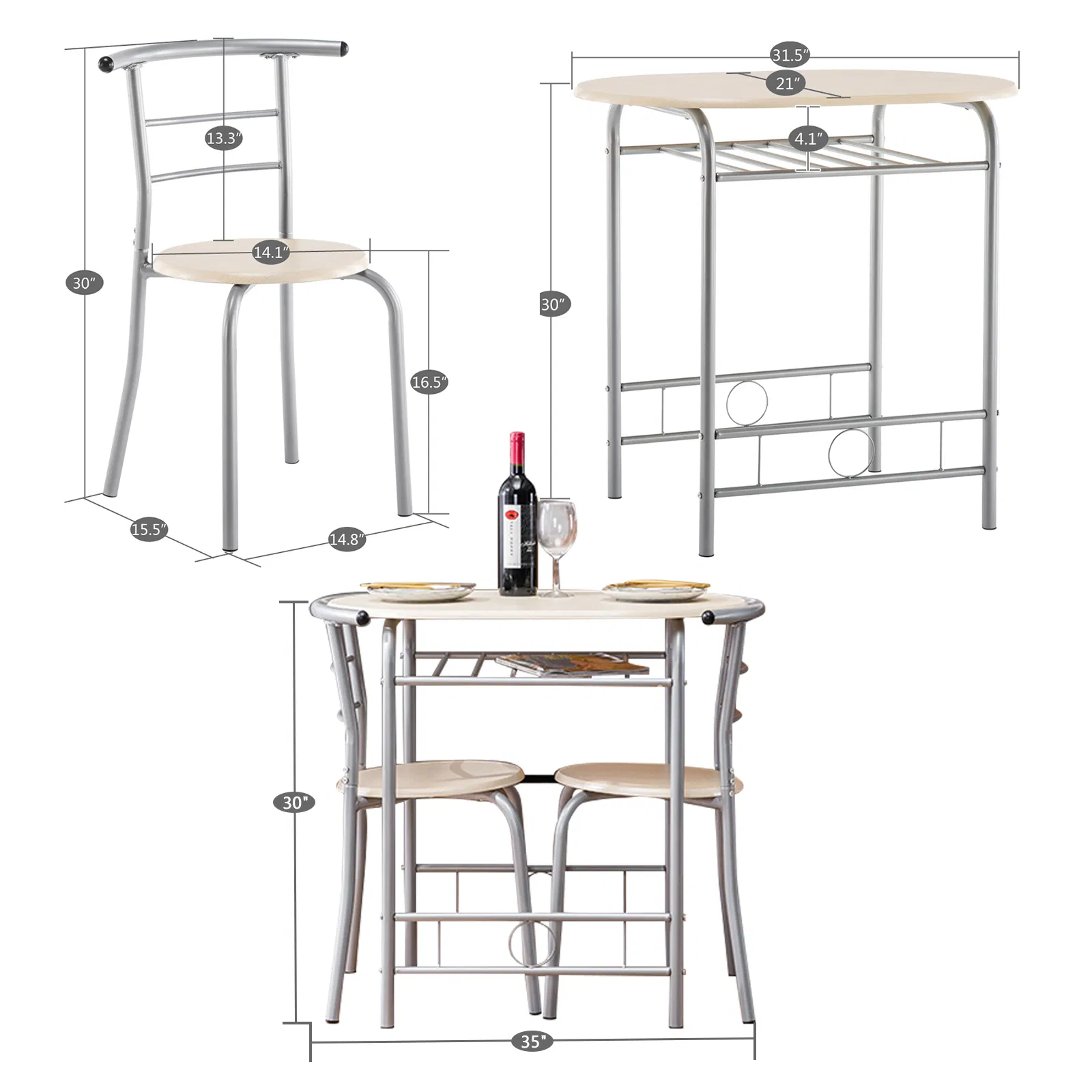 PVC Breakfast Table (One Table and Two Chairs) Natural image 10