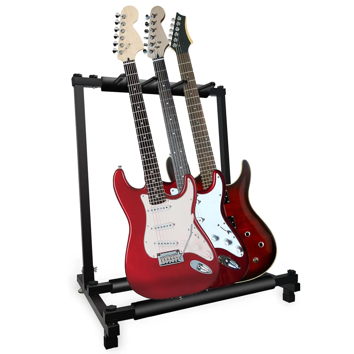 5 Core Guitar Rack 3 Slot Multi Guitar Stand Triple Display Floor Stand Safe Storage Foldable Portable for Electric Acoustic Flying V Guitars