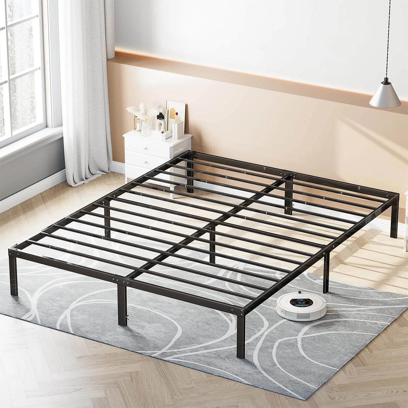 Heavy Duty Metal Bed Frame with Sturdy Steel Slat Support, No Box Spring Needed image 3