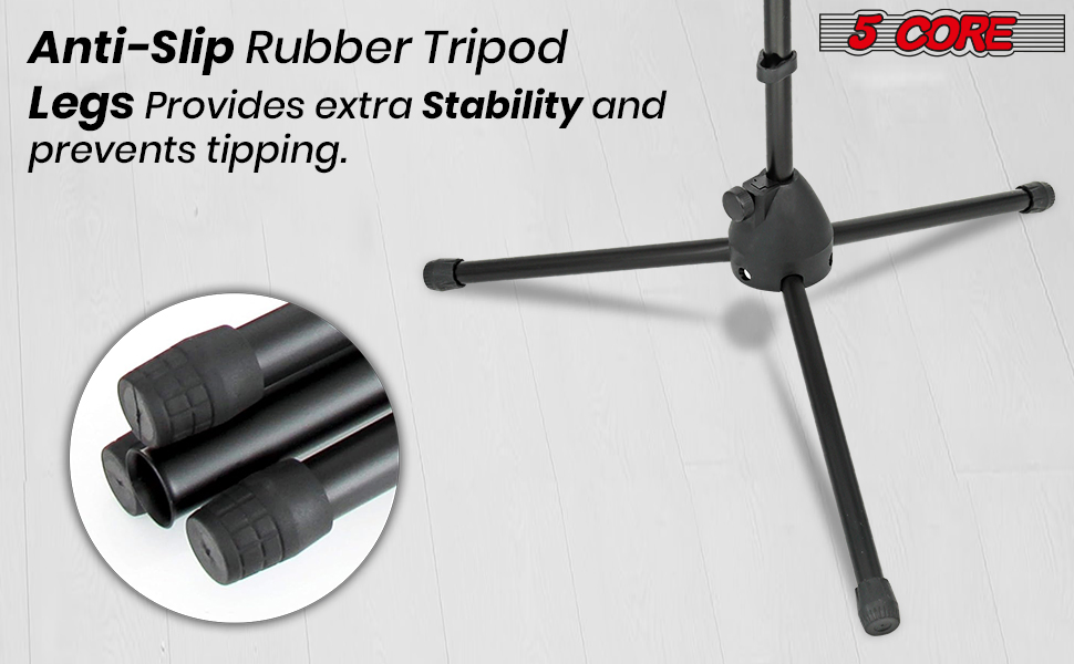 5 Core Tripod Mic Stand Floor 4Pcs Adjustable 18 to 72 Inches Sturdy Boom Arm Holder Microphone Stands Pedestal Para Microfono for Singing image 16