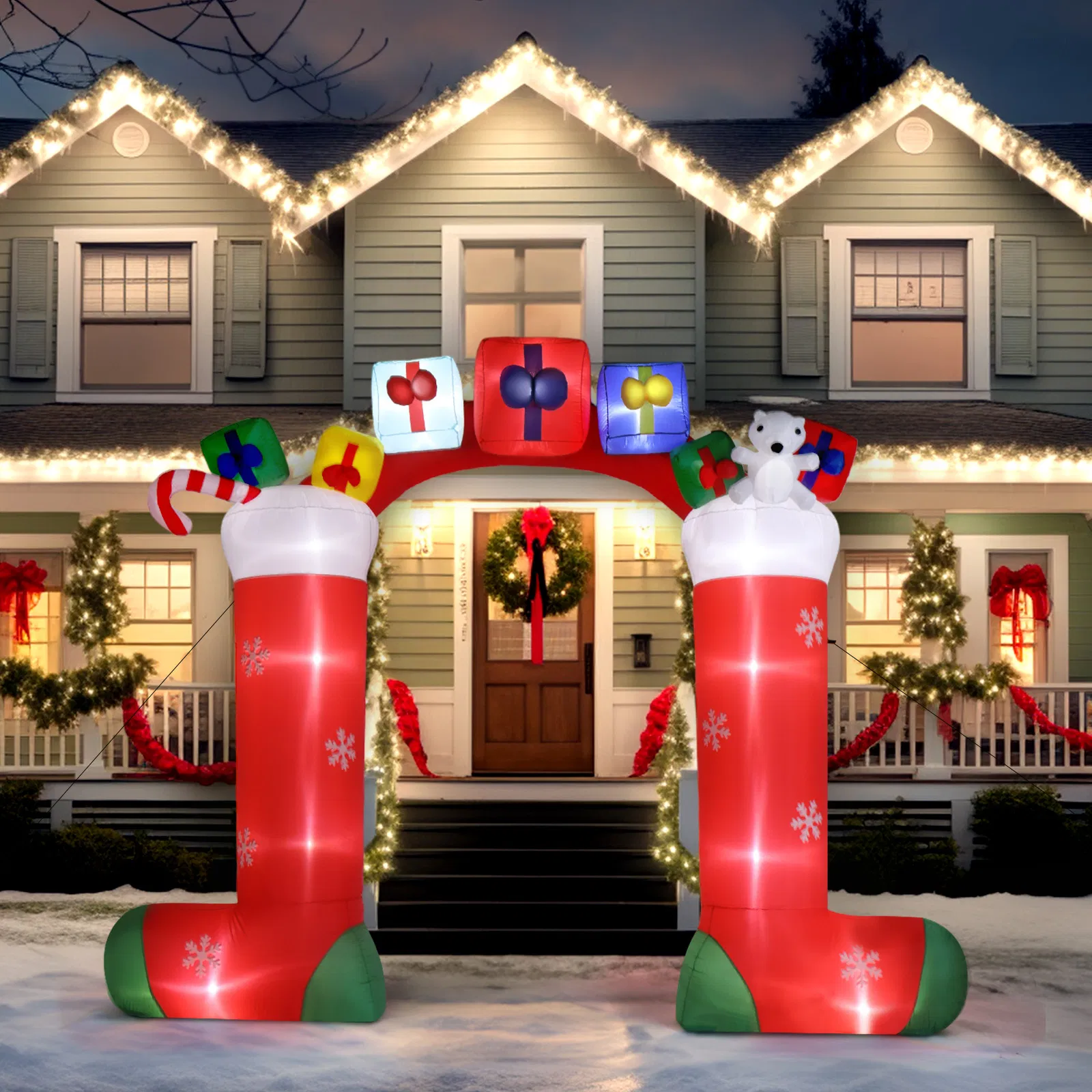 9ft 24W 11 LED Lights Christmas Sock Arch Holiday Arch Decoration image 10
