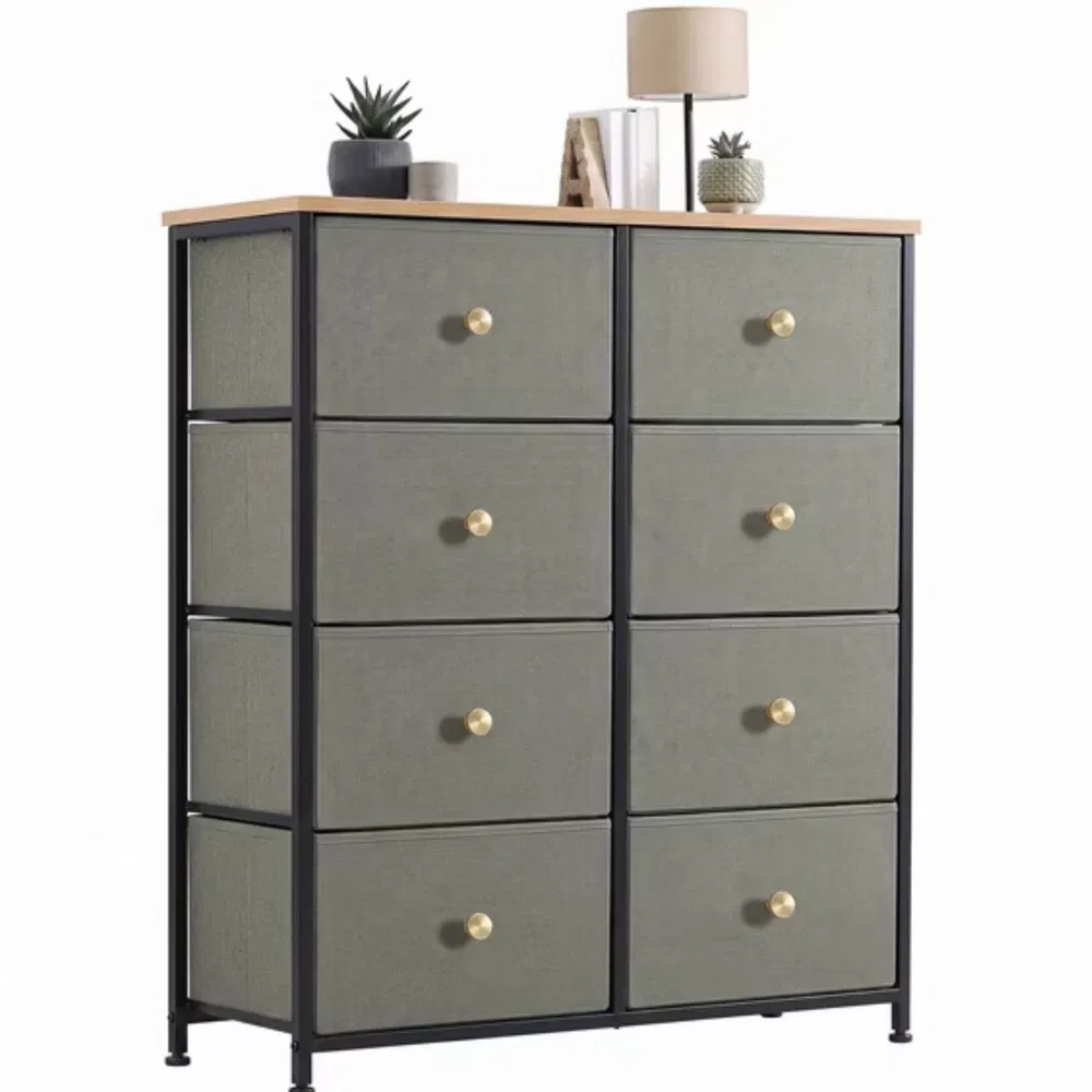8-Drawer Fabric Dresser with Solid Wood Top, Tall Storage Chest for Bedroom, Living Room, Or Entryway, Ideal As a Tower Cabinet, Hallway Organizer image 7