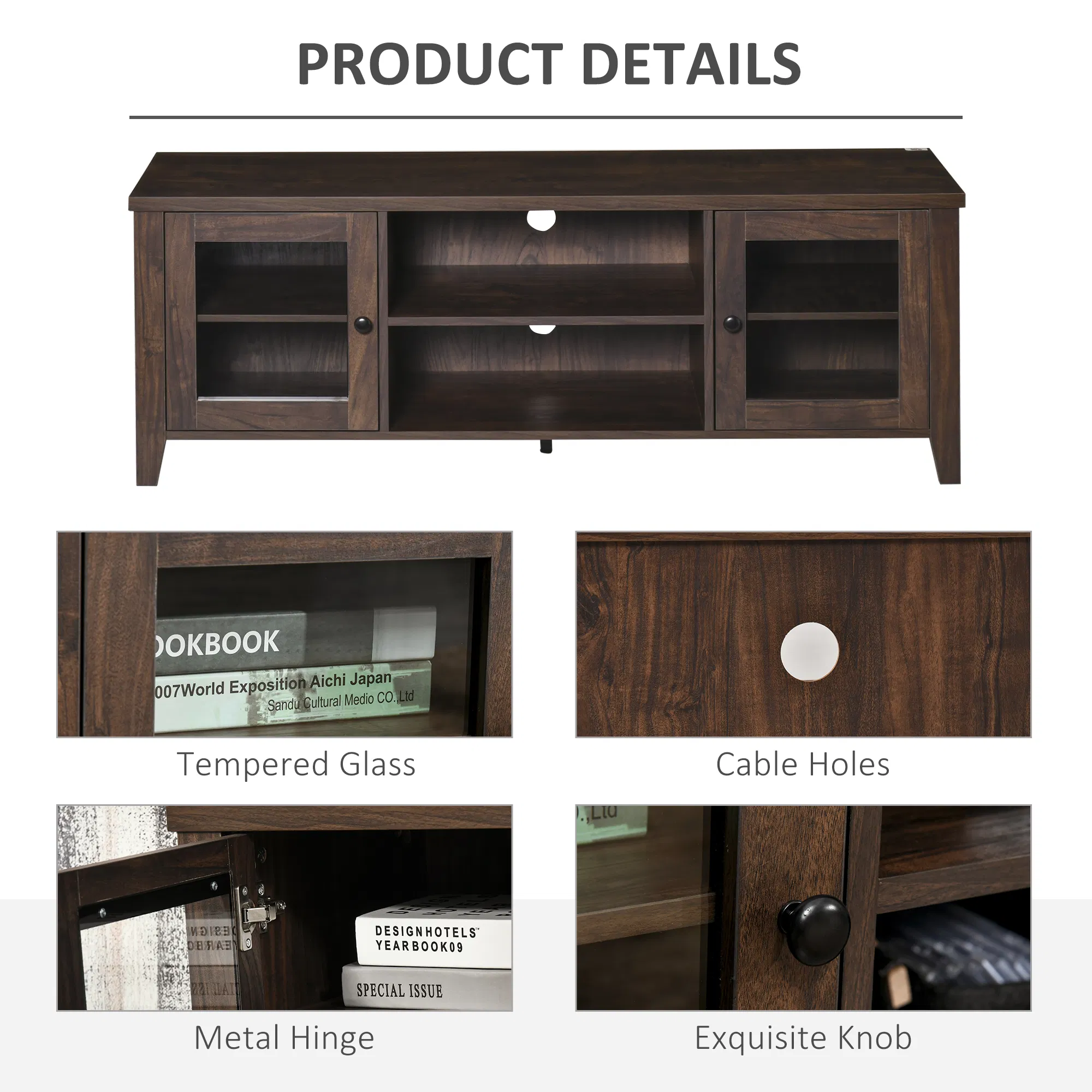 Wood TV Stand with Storage, picture 4 of 5