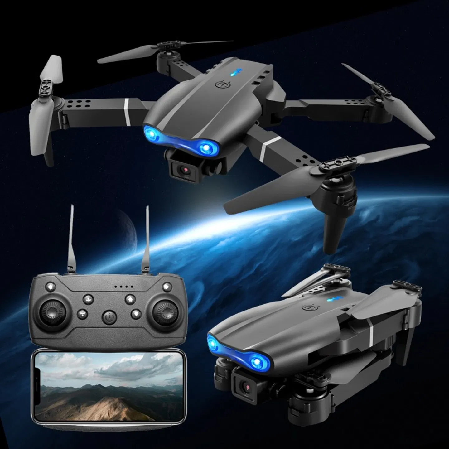 E99 dual-camera aerial photography drone, capable of shooting in high-definition with dual cameras. Equipped with a portable storage bag and a complete set of accessories, it records wonderful moments