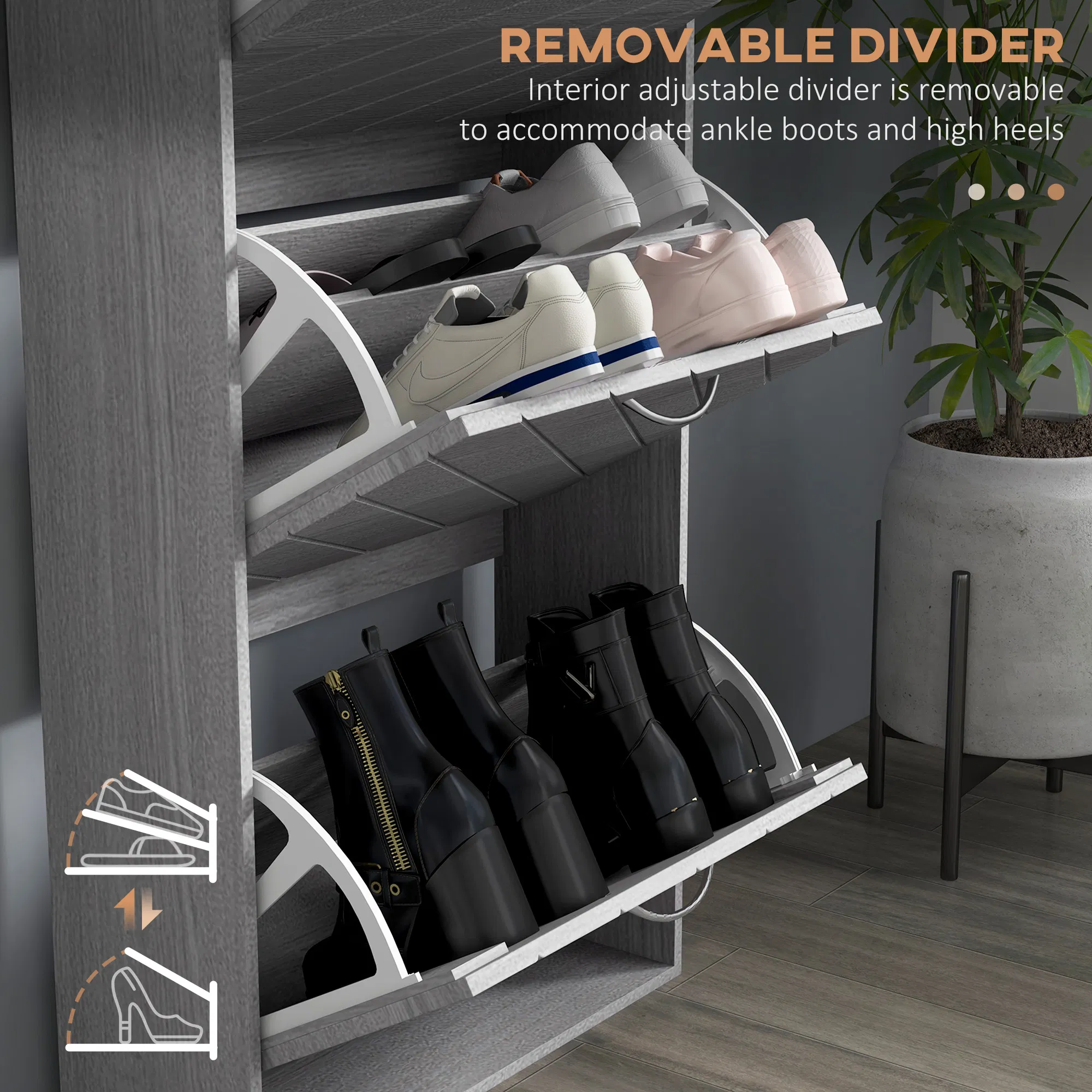 Shoe Storage Cabinet with Flip Drawers, picture 2 of 5