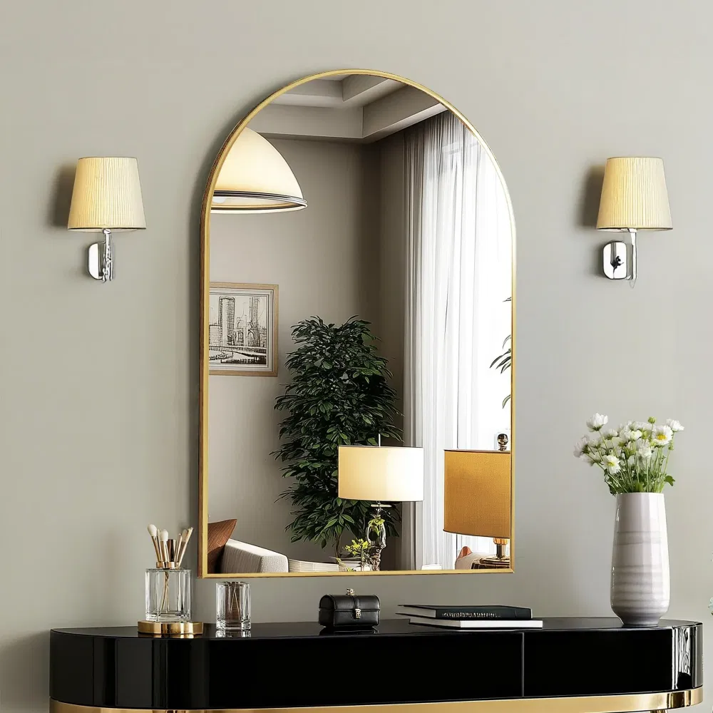 Arched Wall Mirror, Aluminum Frame, picture 2 of 2