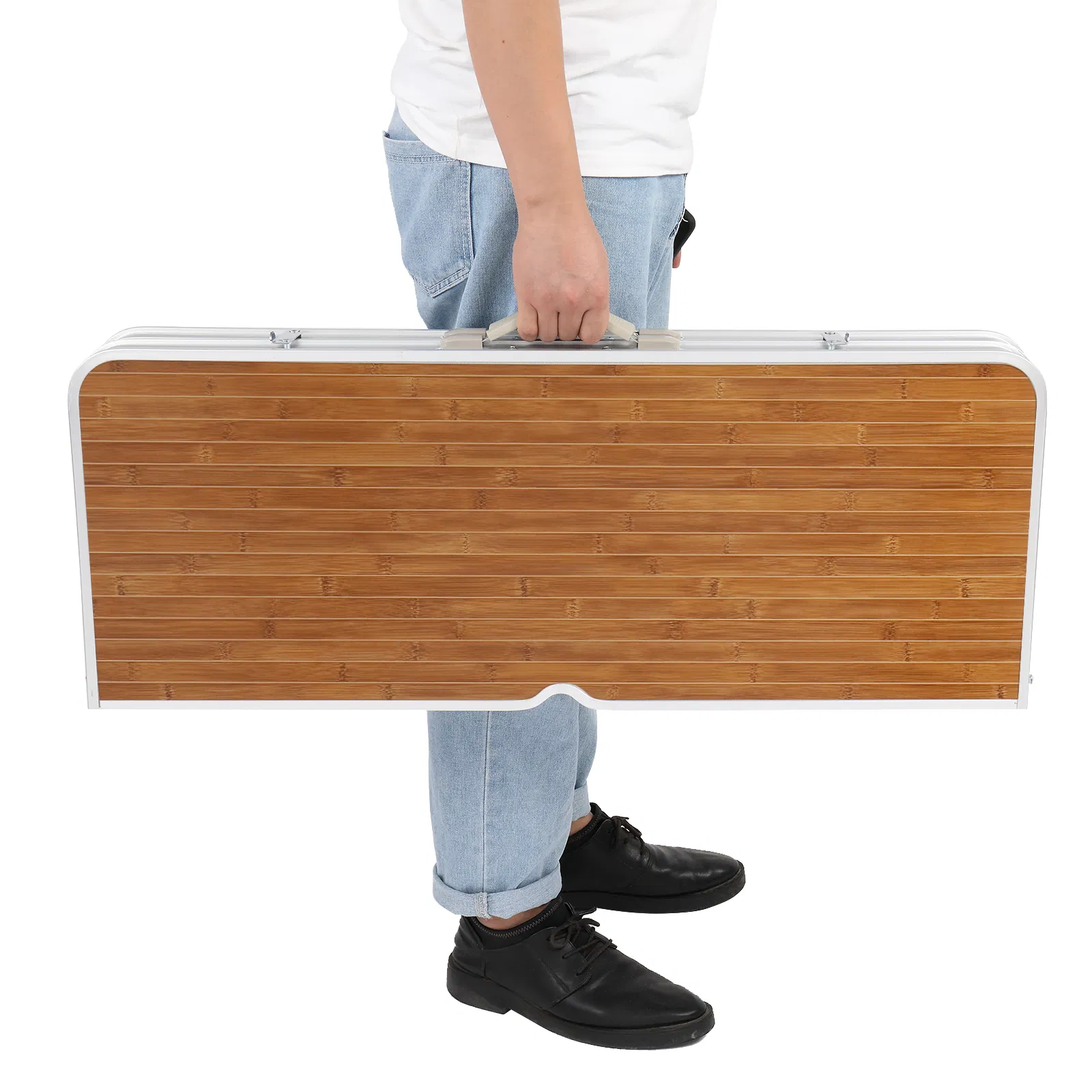136*85.5*67cm 50kg Aluminum Alloy Table And Chair One Piece Camping One Piece Table And Chair Wood Grain… image 15