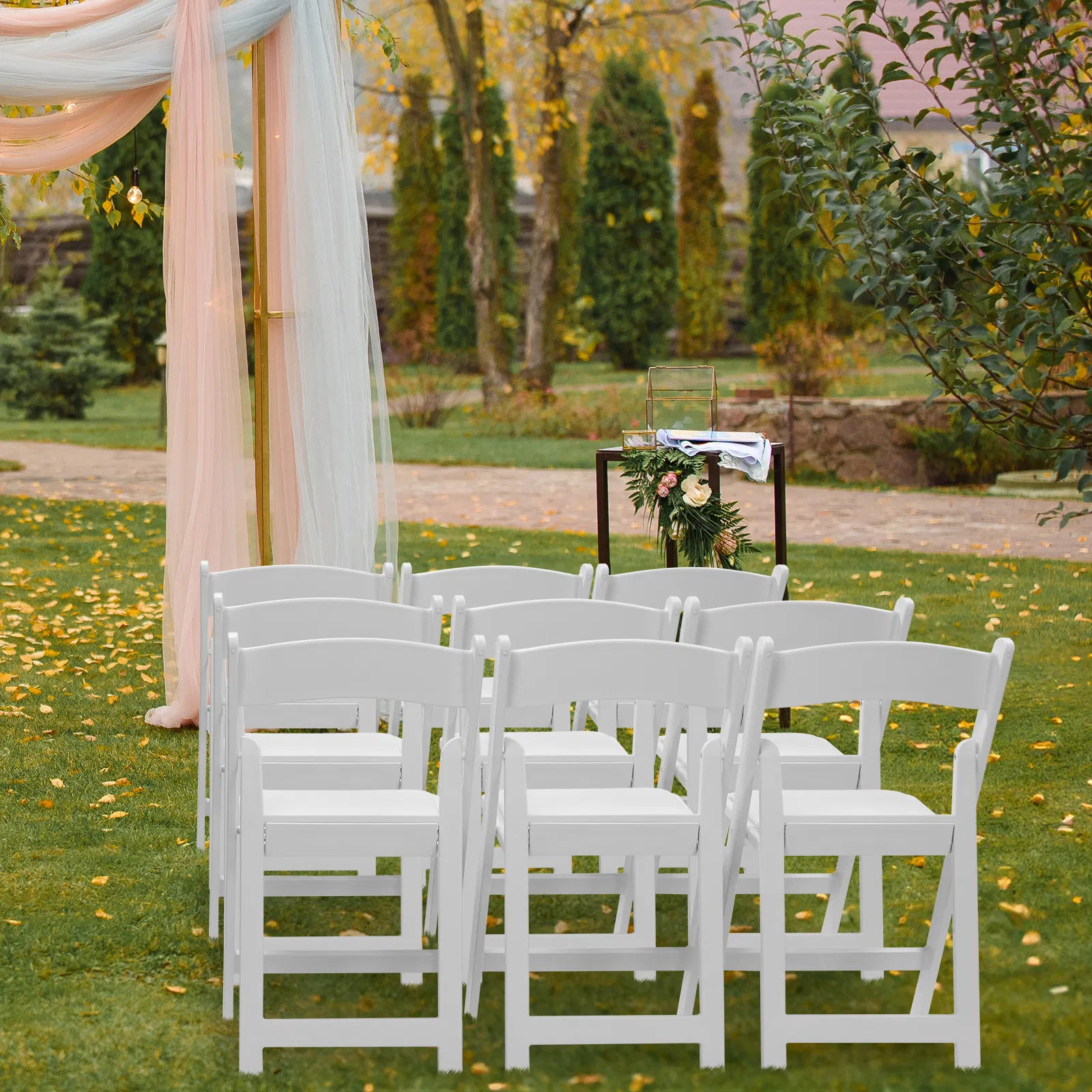 [Replacement 15868578]4 Pack Folding Chairs, Resin Chairs with Padded Seat, Comfortable Event Chairs… image 7