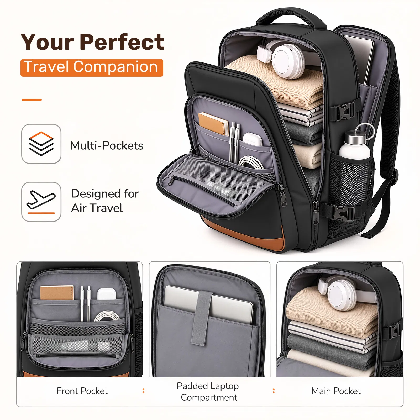 3pcs Travel Luggage Set with Backpack, Includes 20-Inch Carry-On Suitcase, Duffle Style Travel Bag, And Versatile Backpack, Durable Hard Shell, TSA Approved Combination Lock, 360 Spinner Wheels for Sm image 5