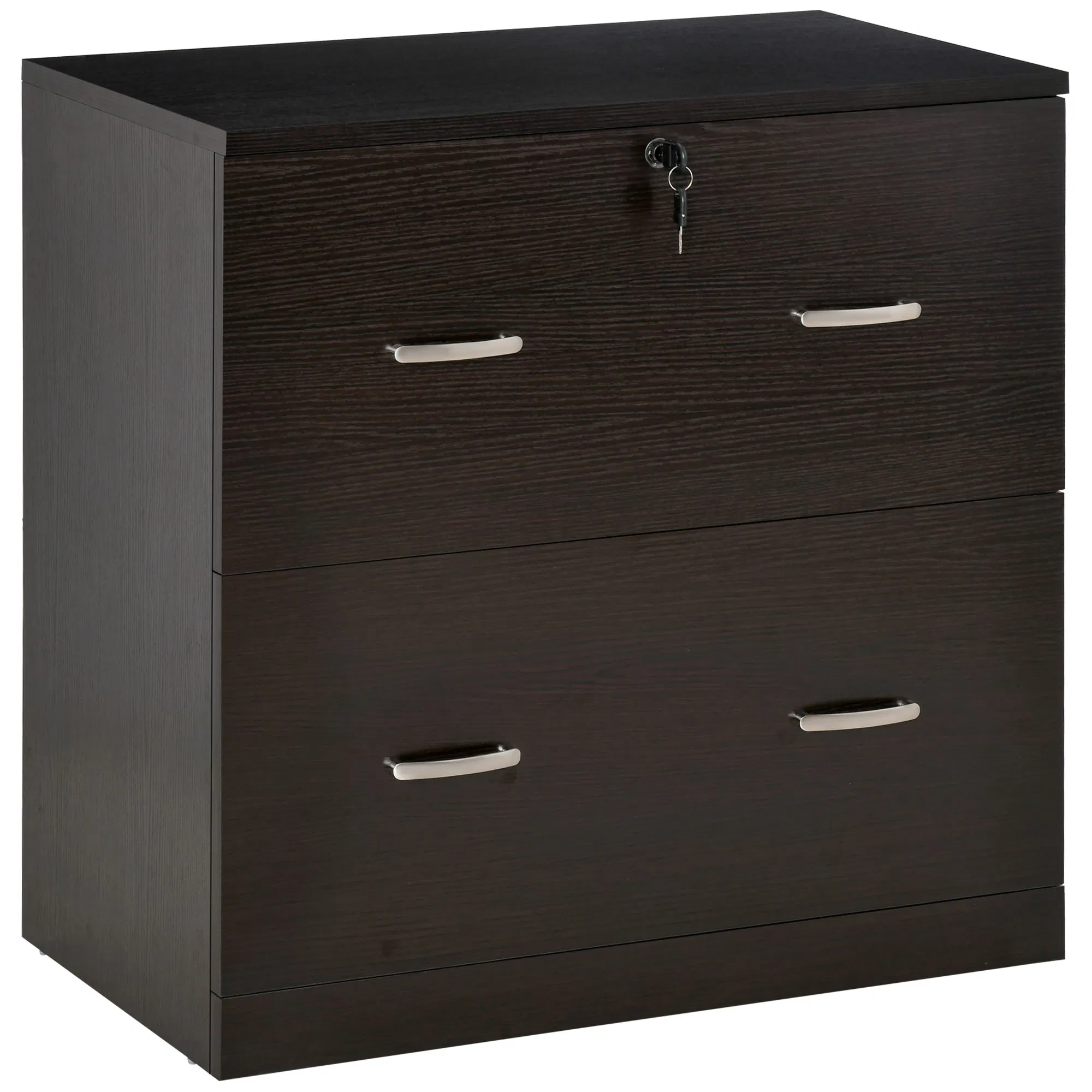 2 Drawer File Cabinet with Lock, Office Filing Cabinet, Hanging Bar for Letter Size, Home Office, Espresso