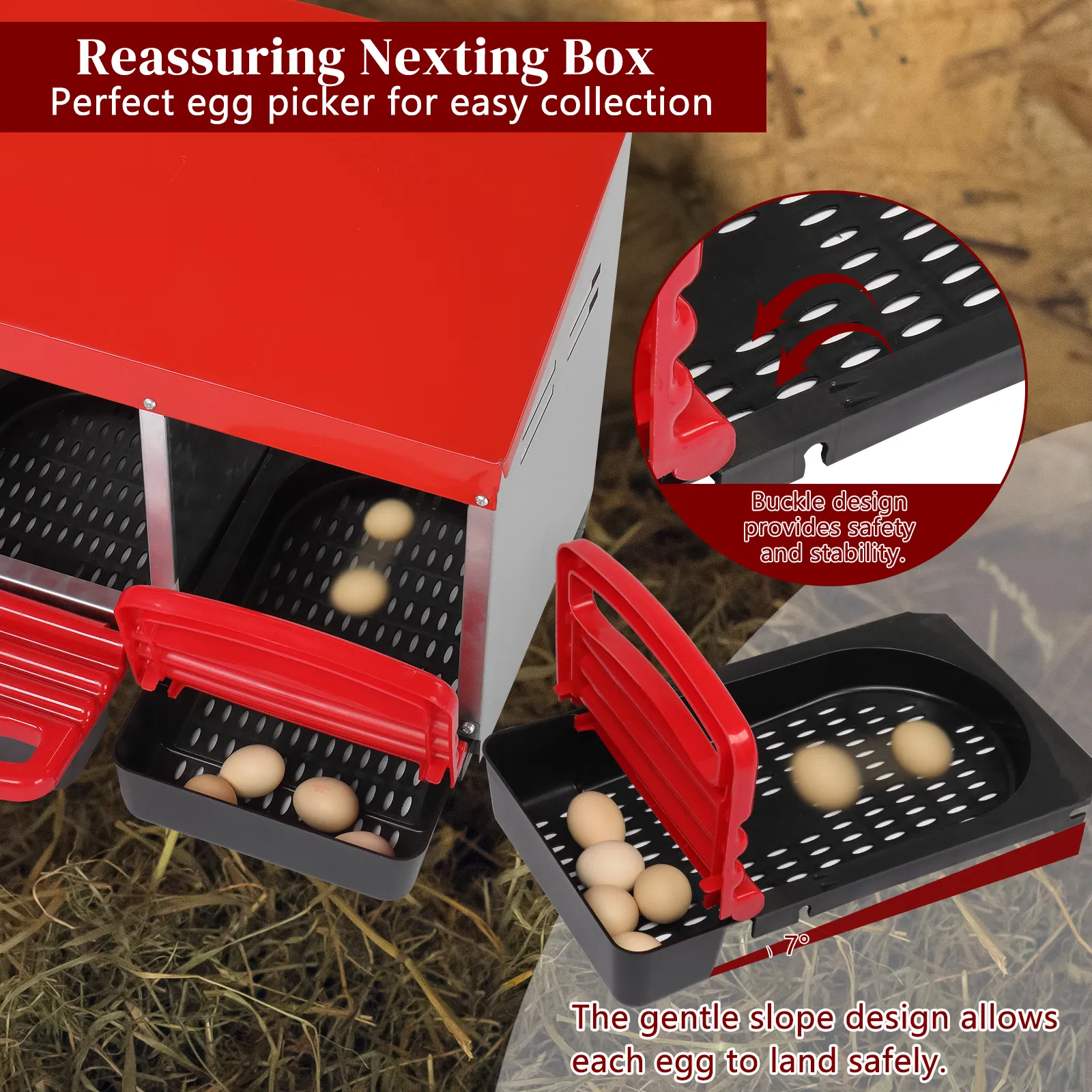 3 Compartment Roll Out Chicken Nesting Box with Plastic Basket, Egg Nest Box Chicken Laying Box Hens… image 2