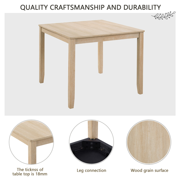 Modern 4 Person Dining Table Set with 4 Chairs, Dining Table Set for 4 People, 5-piece Wooden Dining Table Set for Living Room, Kitchen and Dining Room, Liaght Oak + Beige -22