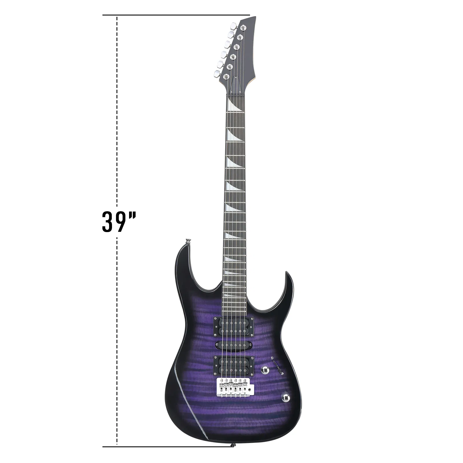 170 Model 39in Electric Guitar HSH Pickups Black complete starter kit suit for Hard Rock Tiger-striped… image 2
