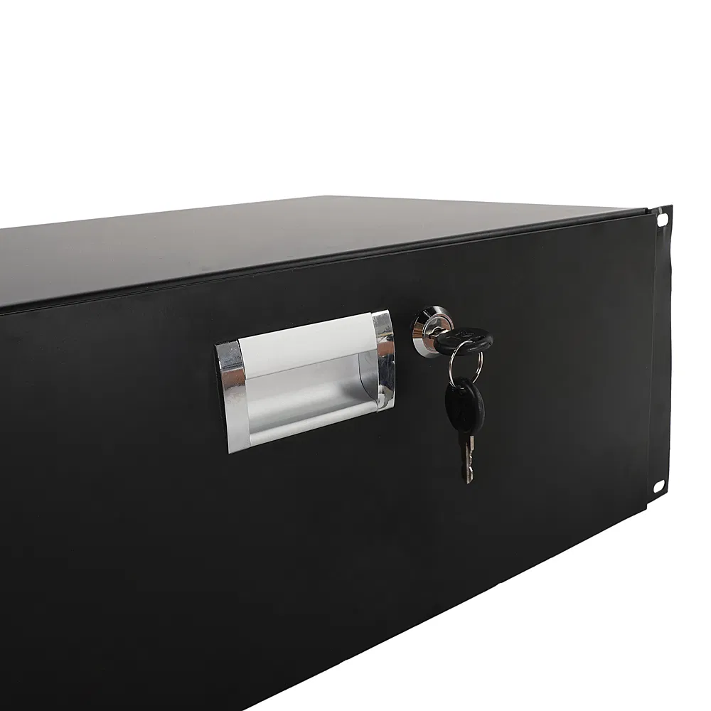 19" 4U Steel Plate DJ Drawer Equipment Cabinet with Keys Black image 17