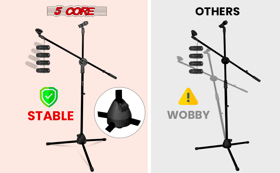 5Core Tripod 4Pcs Mic Stand Adjustable 76" Heavy Duty Floor Microphone Boom Arm image 15