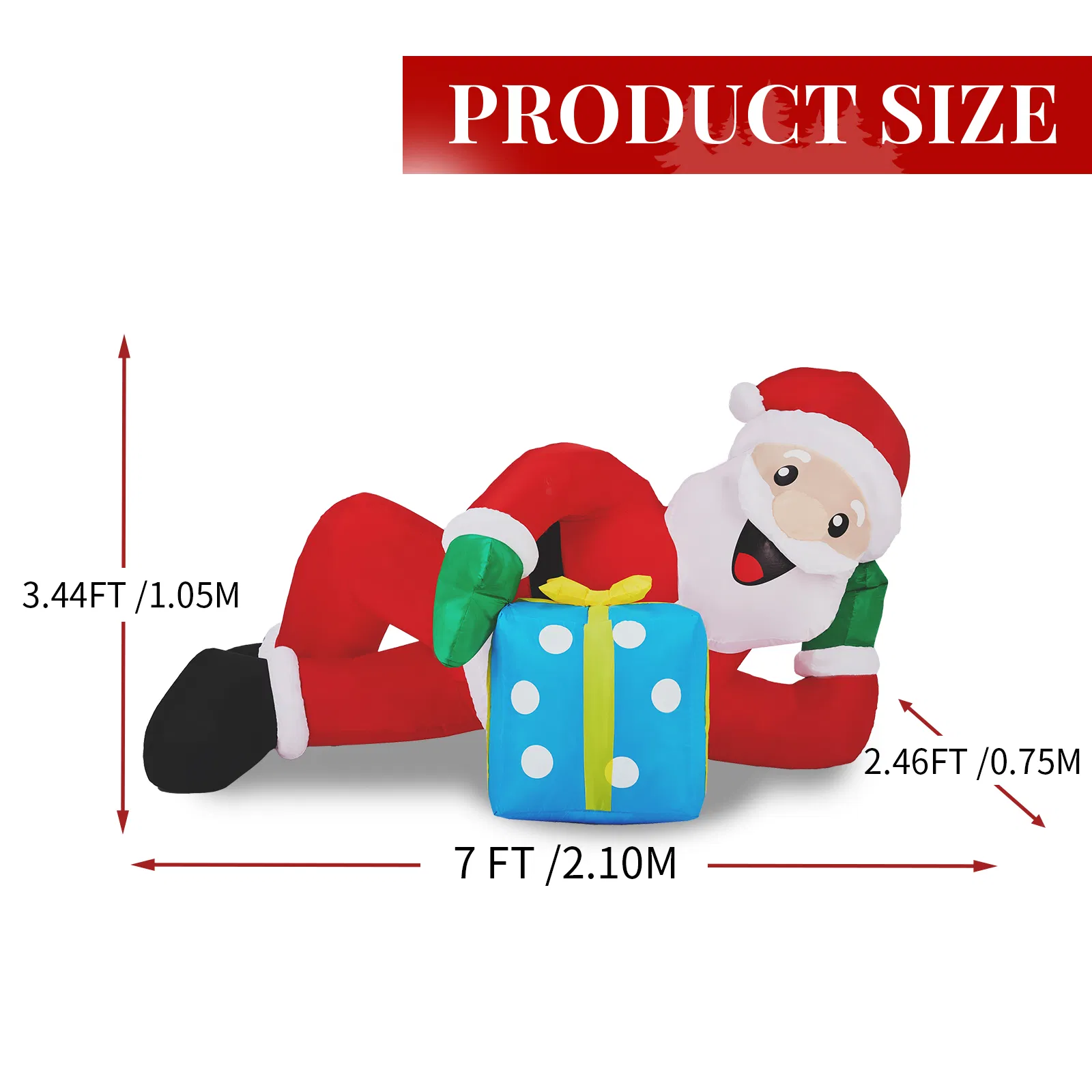 7FT Lighted Christmas Inflatable Decoration, Inflatable Santa Lying on Floor, Funny Blow Up Yard Decorations with Built-in LED Lights for Holiday Party Front Yard Lawn Garden Decor image 2