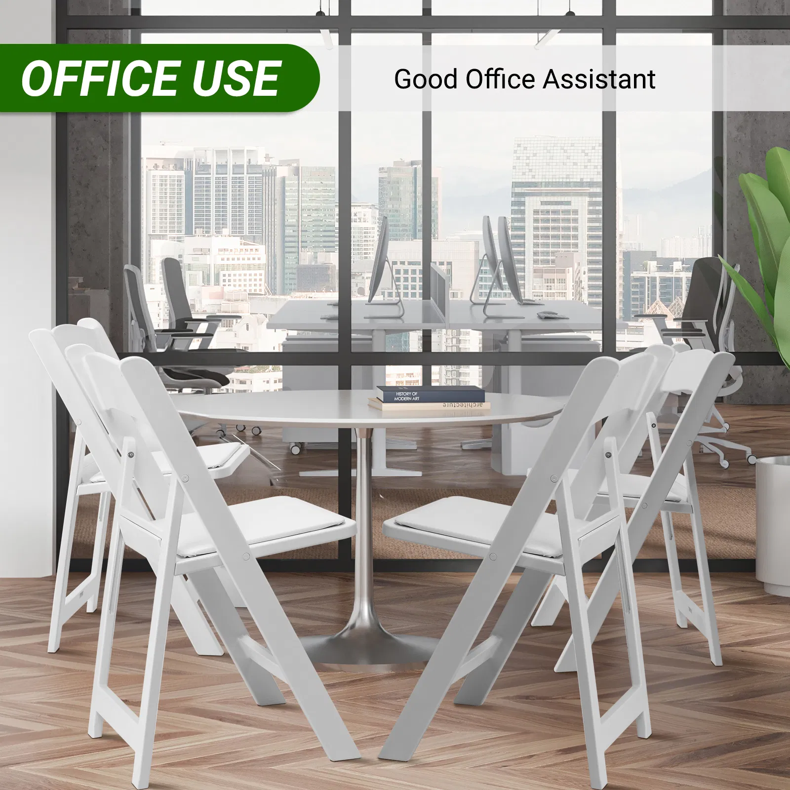 [Replacement 15868578]4 Pack Folding Chairs, Resin Chairs with Padded Seat, Comfortable Event Chairs… image 19