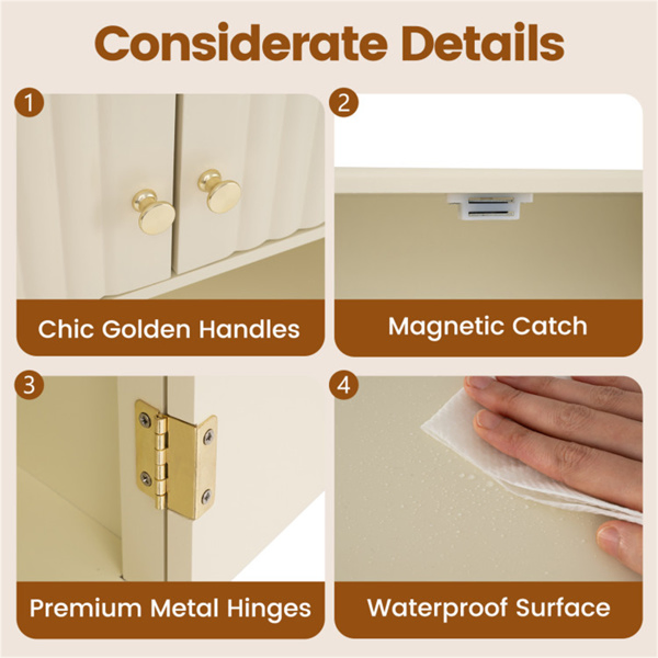Beige Fluted Wall Cabinet (21.5
