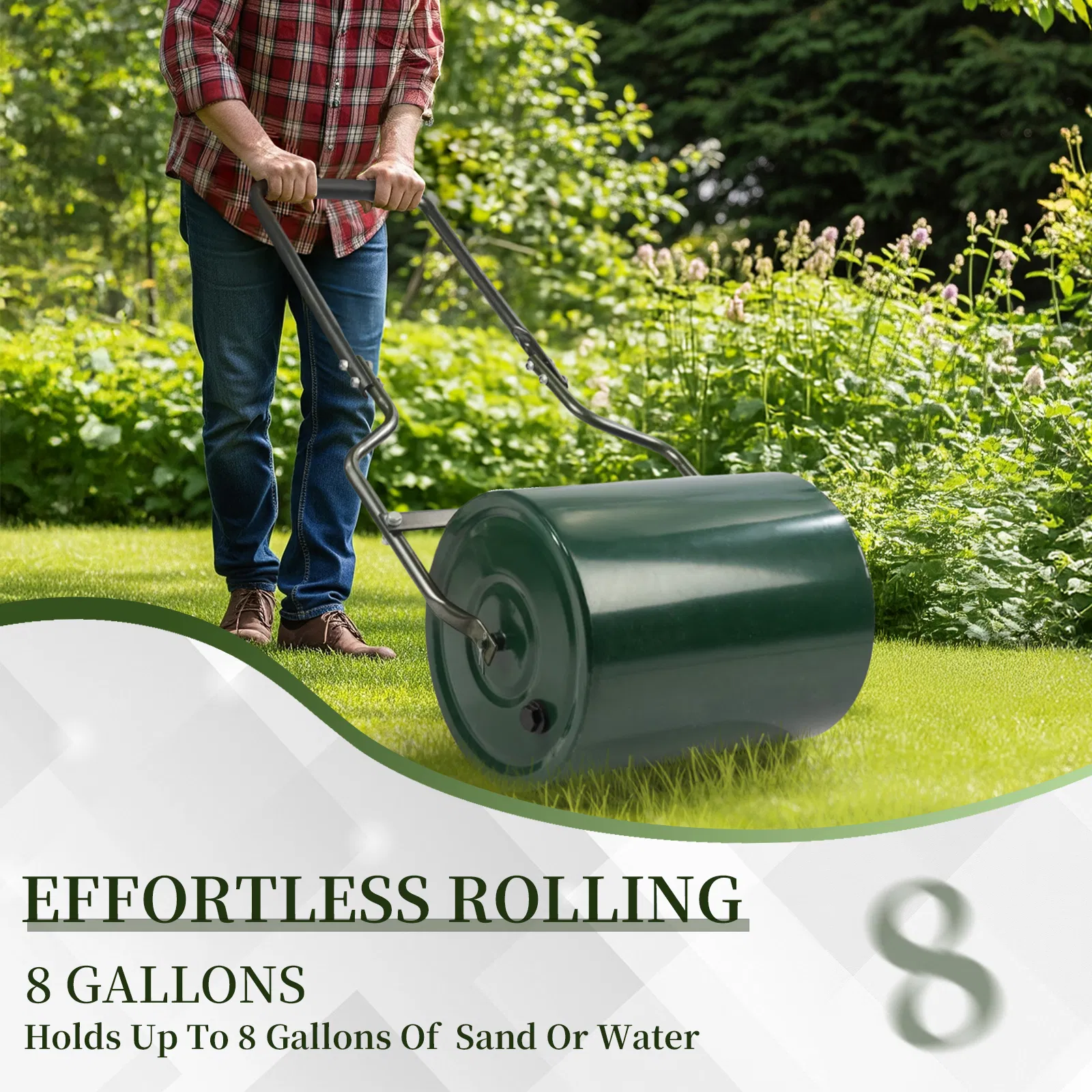 16in Heavy Duty Steel Lawn Roller, Garden Roller Can Be Filled with Water or Sand, Hand Roller with… image 14