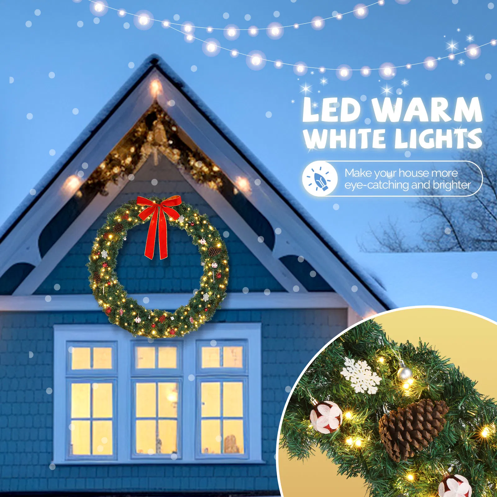 48in 150 Lights 450 Branches PVC Bow Decoration Garland Garden Garland Decoration Green image 6