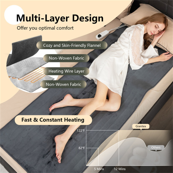Electric Mattress Pad with 5 Heat Settings, 8-Hour Auto Shut Off, Machine Washable Flannel Heated Bed Mat (71