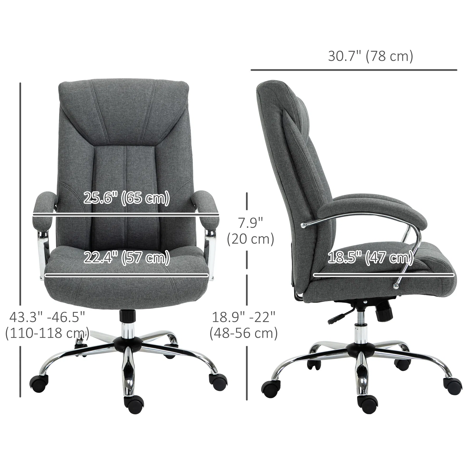 High Back Swivel Home Office Chair Task Ergonomic Linen Fabric — photo 5