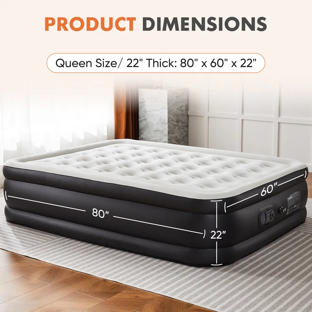 Air Mattress - 18" Inflatable Blow Up Mattress Airbed with Built-in High Capacity Pump, Double Height, Adjustable, Non-Slip Bottom Design image 11