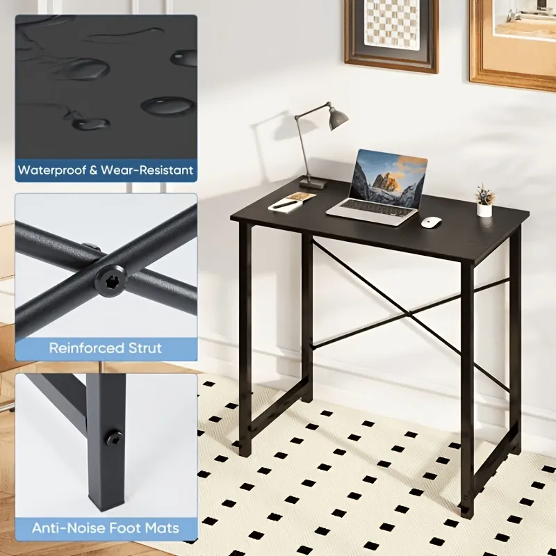 31IN Computer Desk for Home Office, Modern Study Work Table Simple Style for Bedroom, Writing Desks with X-Shaped Reinforcement image 2