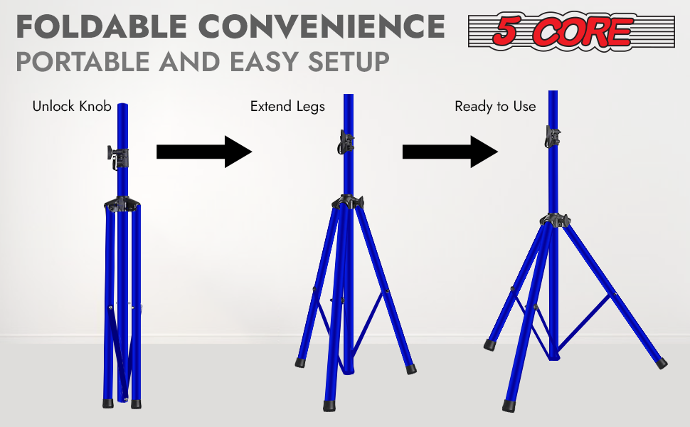 5 Core Speaker Stand Tripod Floor Heavy Duty Adjustable Up to 72 Inch DJ Studio Monitor Stands Pole Mount image 18