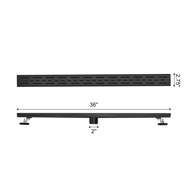 36 Inch Linear Shower Drain with Removable Brick Patterned Grate Cover, 304 Stainless Steel Shower Floor Drain with Hair Strainer and Leveling Feet-17