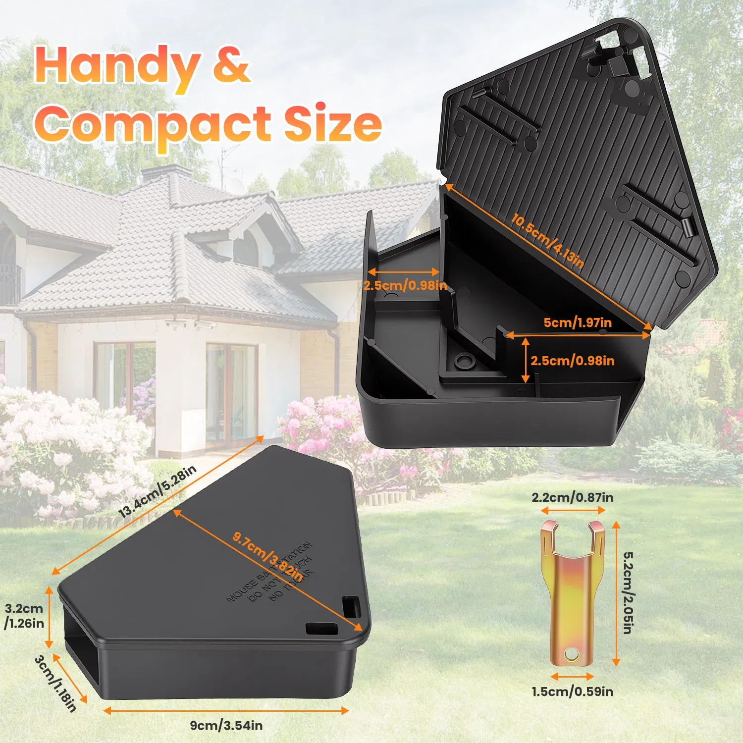 Triangular Mouse Bait Holder Stations, 6 -12Pack Lockable Reusable Bait Boxes with Keys, Durable PP… image 3