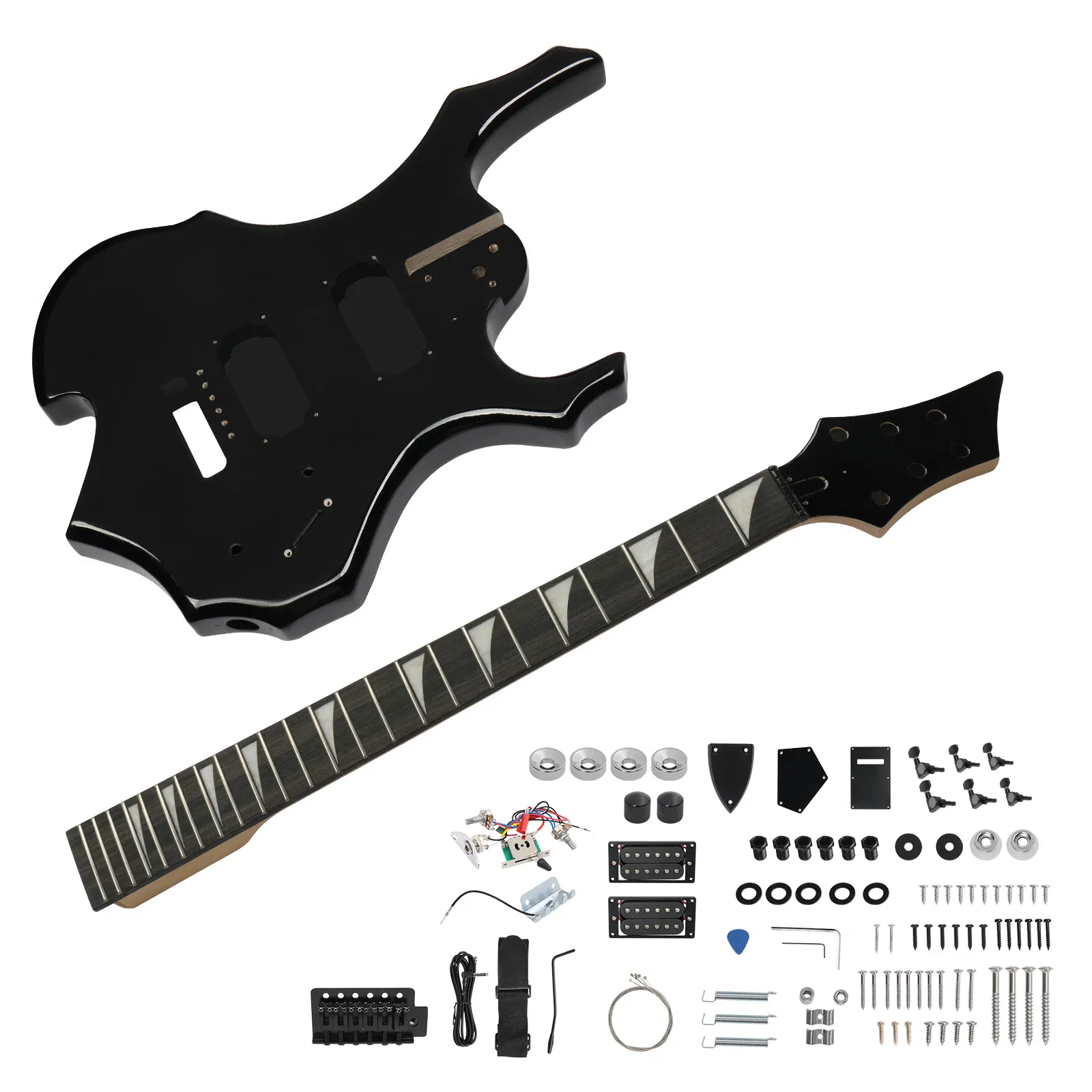 DIY 6 String Flame Shaped Style HSH Electric Guitar Kits with Mahogany Body, Maple Neck and Accessories… image 2