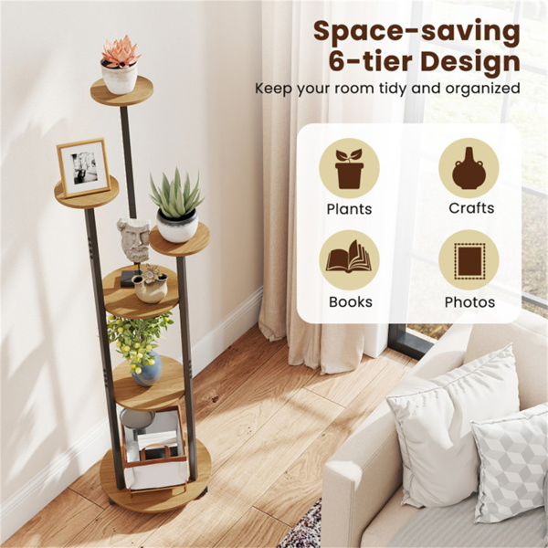 6-Tier Plant Stand with RGB Light Strip, Smart APP & Remote Control Plant Shelf for Home Decor-Natural-19