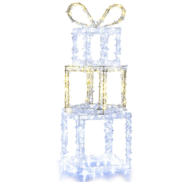 3ft Lighted Christmas Gift Boxes - 200 LED Lights (Warm/Cold White), Acrylic Beads, Multi-Color-14
