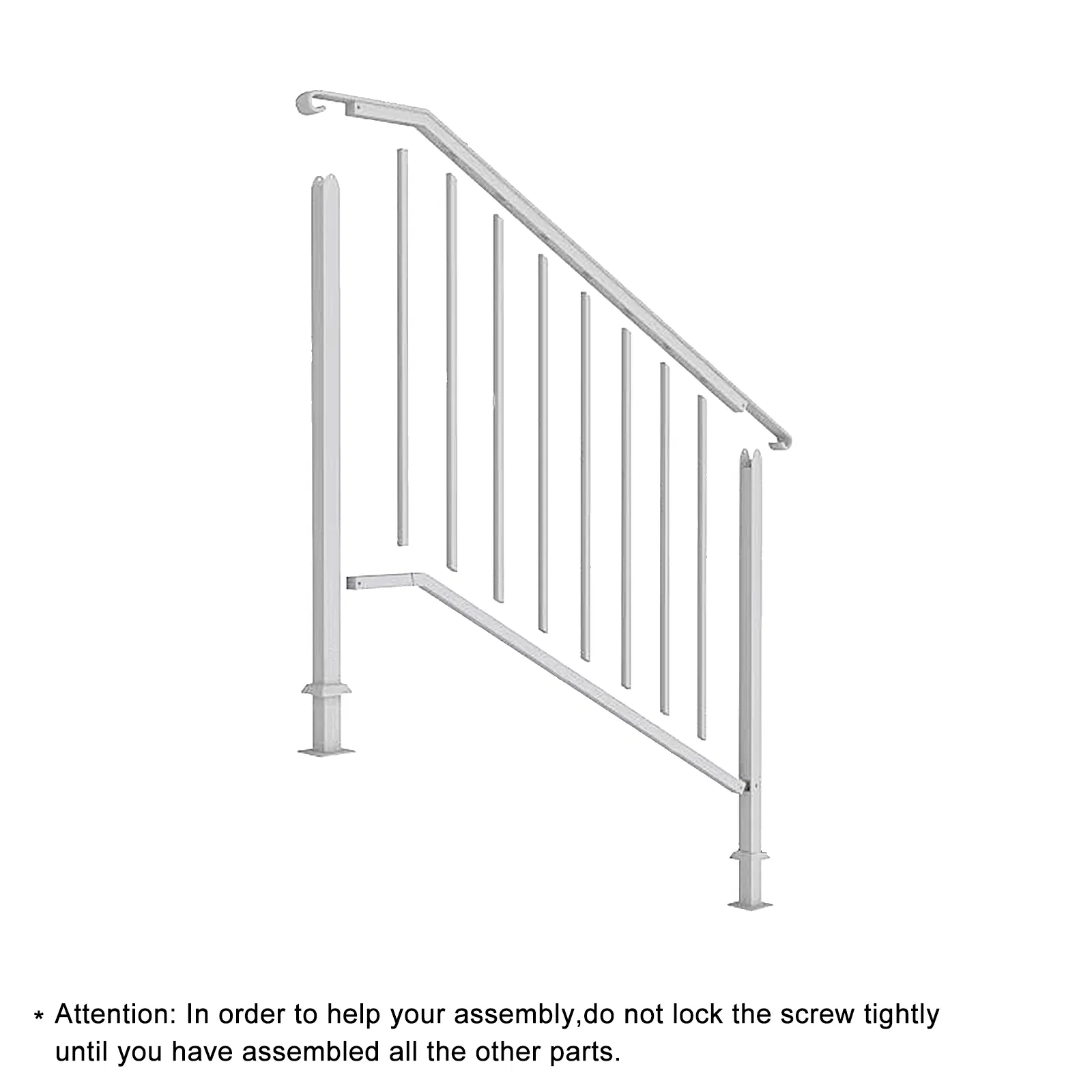 Handrails for Outdoor Steps, Iron Handrail Fits 3 Step, Transitional Handrail with Installation Kit, White image 3