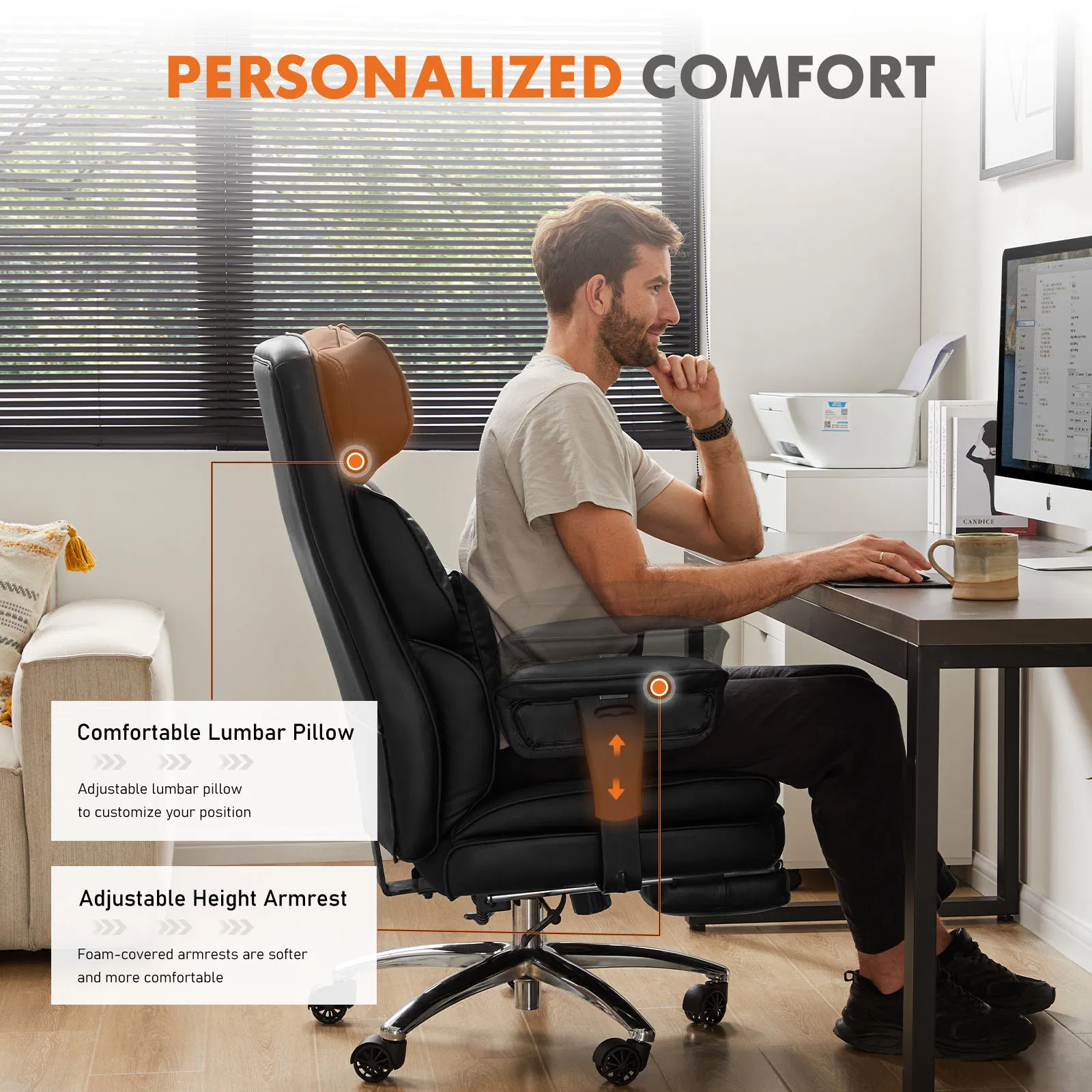 PU Leather Executive Office Chair, picture 2 of 7