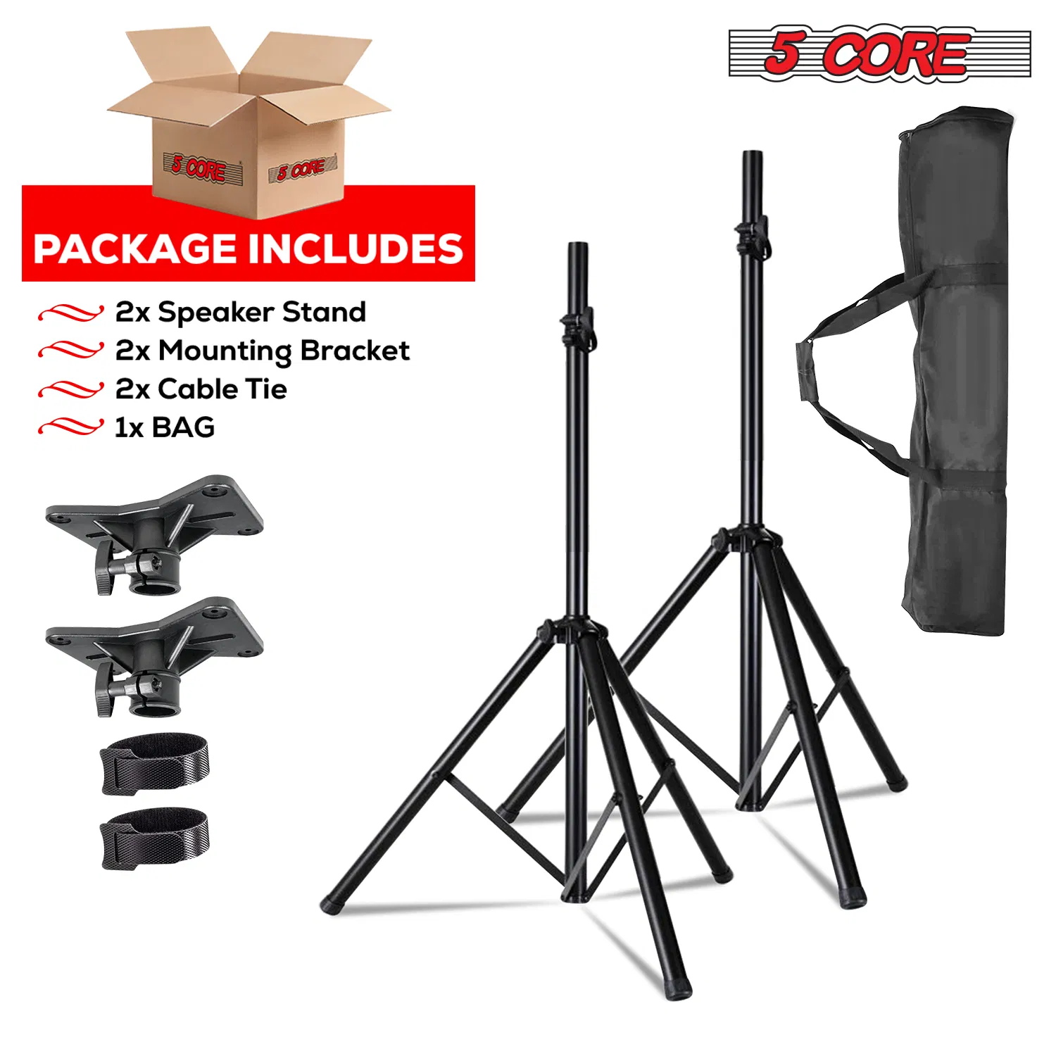 5 Core Speaker Stand Tripod Floor Heavy Duty Adjustable Up to 72 Inch DJ Studio Monitor Stands Pole Mount image 12