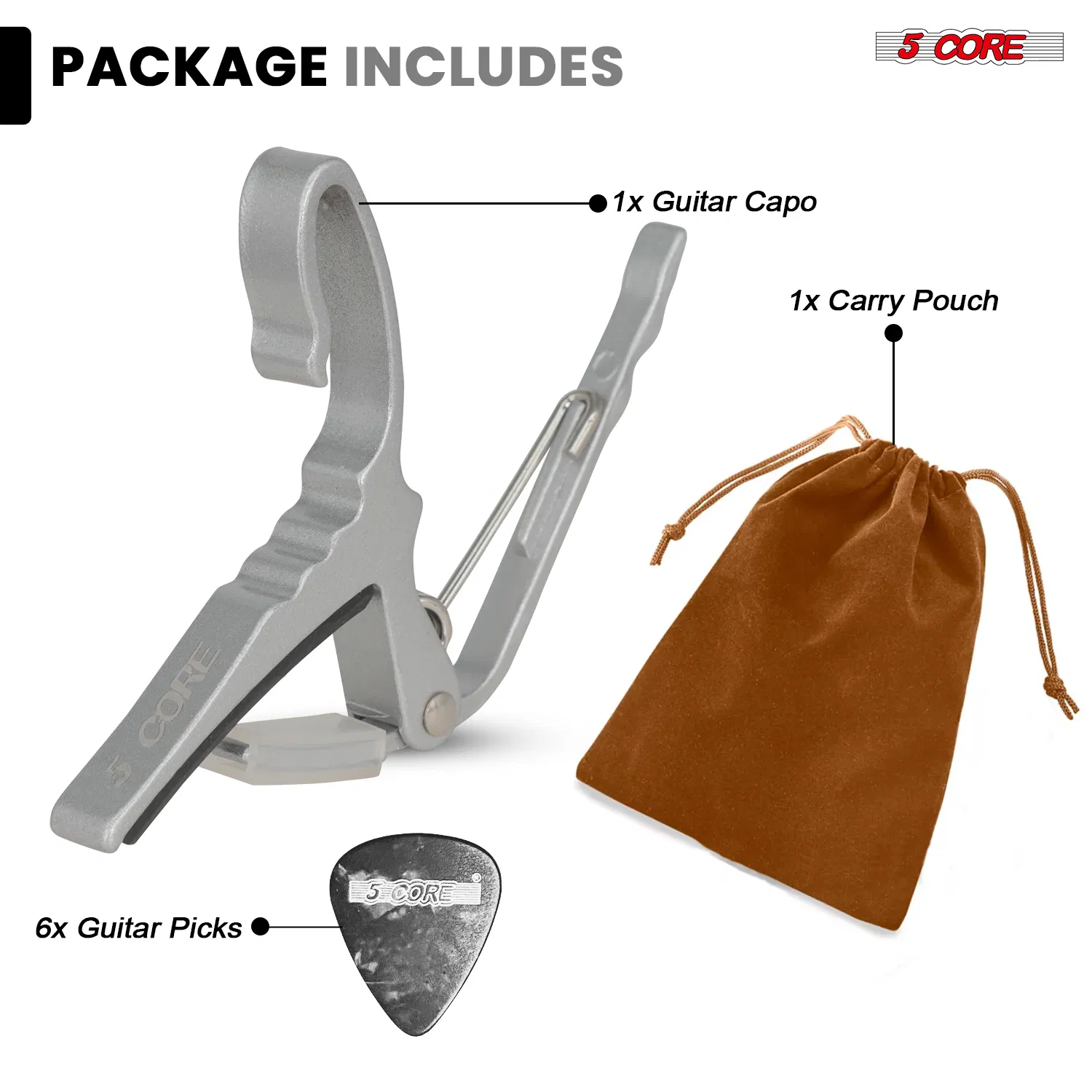 5 Core Guitar Capo Quick Change Acoustic Electric String Clip Banjo Mandolin Or Ukulele image 9
