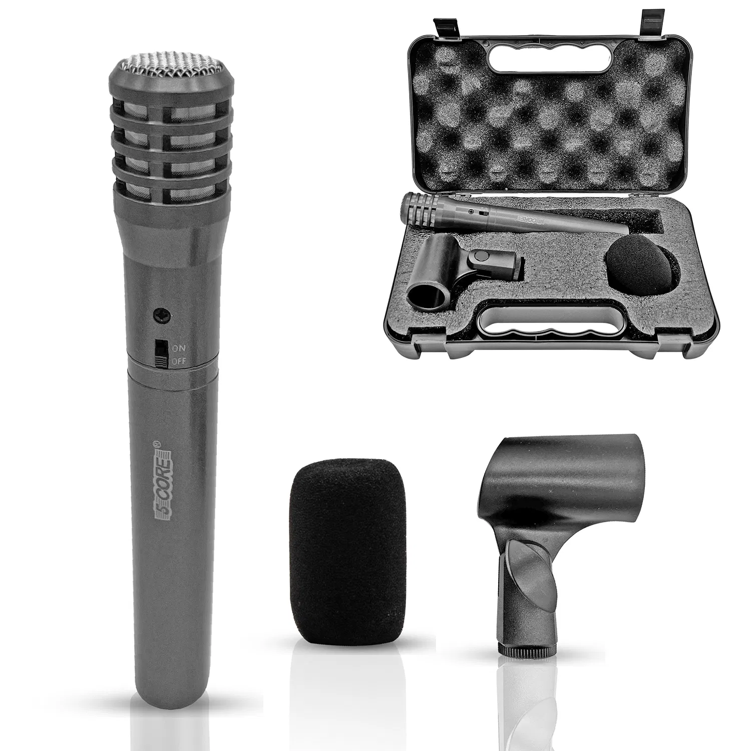 5 CORE Professional Instrument Microphone Pencil Mic Condenser Cardioid Unidirectional Stick Microfono with Windscreen Mic Clip & Case