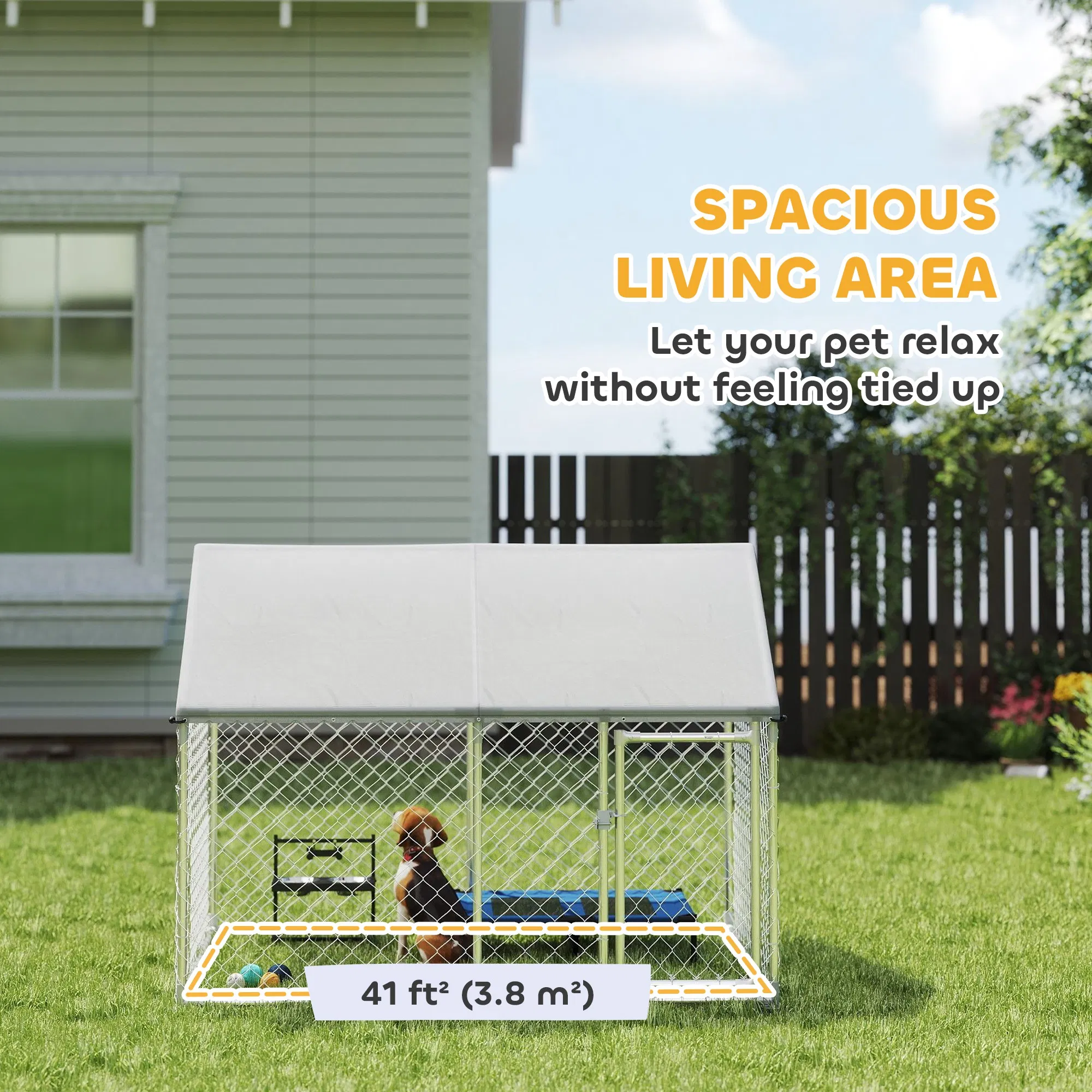 Outdoor Dog Kennel with Waterproof & Anti-UV Cover, Quick-Connect Frame, Secure Lock for Small Medium Dogs — image 1