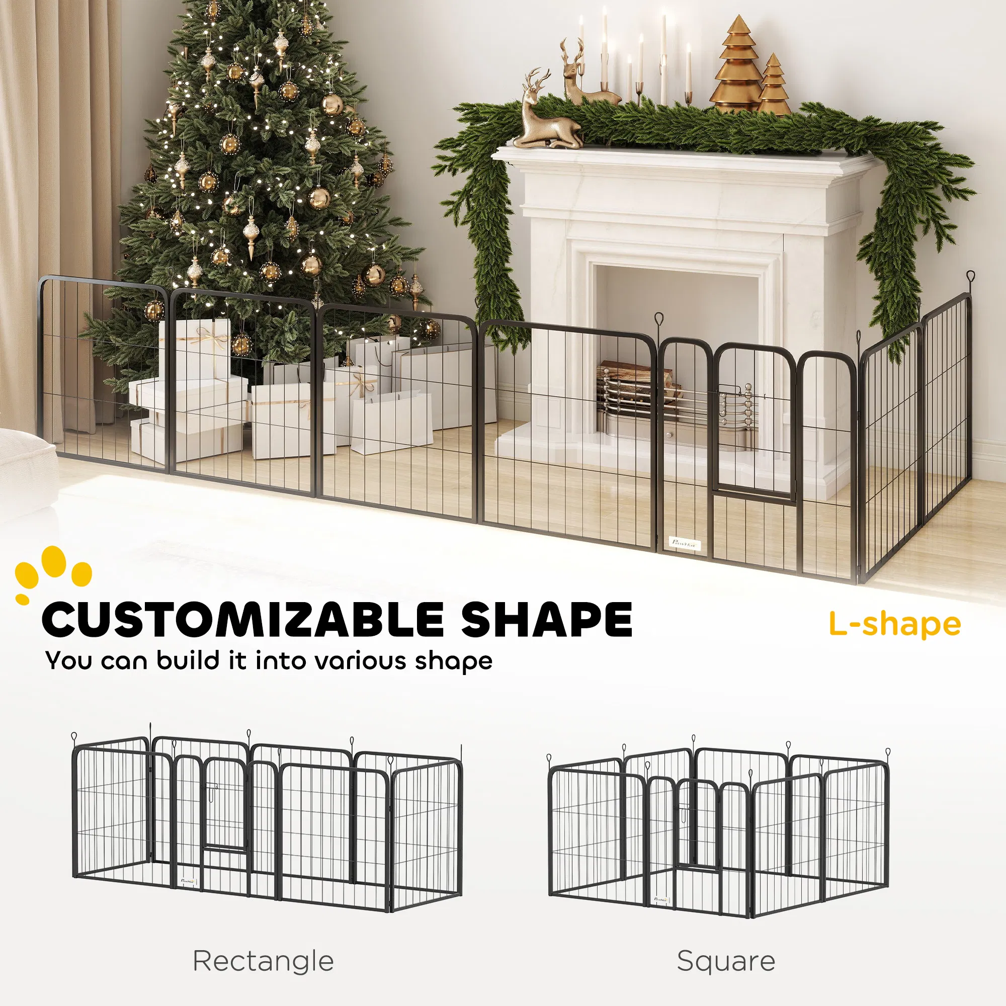 24" Dog Playpen Indoor Outdoor, Portable Foldable 8 Panels Pet Playpen with Door & Strap for Small Dogs — image 1