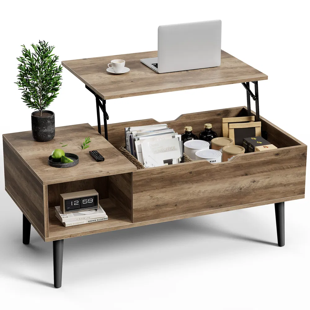 Lift Top Coffee Tables For Living Room 39.37"x19.7" Desk Tea Wood Dining Tables Adjustable Storage Shelf Easy Lift Or Lower image 9