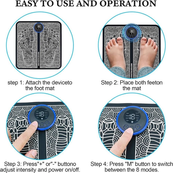 Electric Foot Massager Pad Blood Circulation Muscle Stimulator Mat 19 Levels and 8 Modes-Massage Mat(TK/TMEU for self-pickup)-15