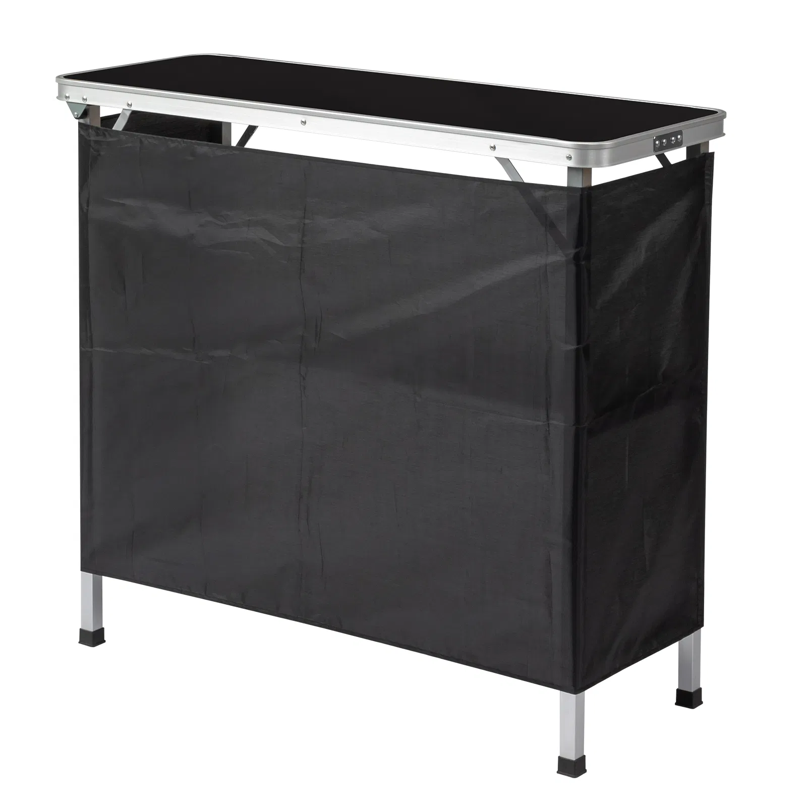 Portable Folding Bar Table with Shelf, Tradeshow Podium Table with Black Skirt and Carrying Bag, for… image 3