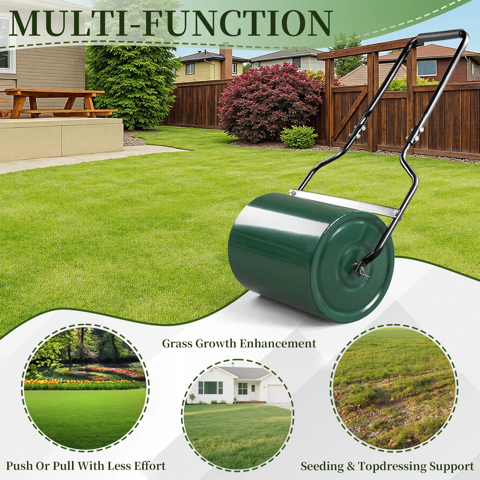 16in Heavy Duty Steel Lawn Roller, Garden Roller Can Be Filled with Water or Sand, Hand Roller with… image 16