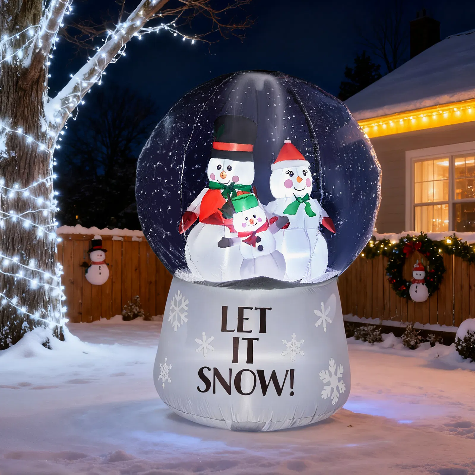 6 FT Lighted Christmas Inflatable Decoration, Large Inflatable Snow Globe with Snowman Family, Funny Blow… image 10